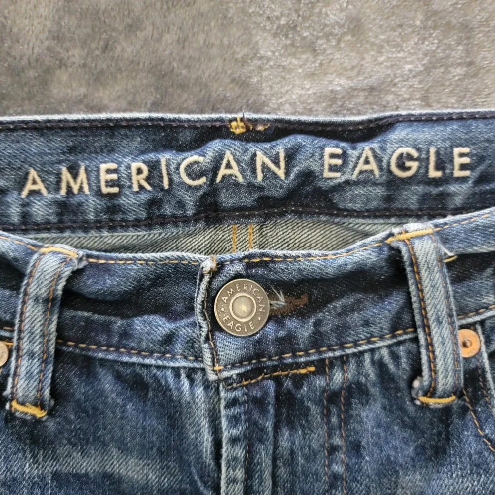 American Eagle Original Bootcut Mens 31x30 Blue Denim Jeans 100% Cotton 54485 - Picture 7 of 11
